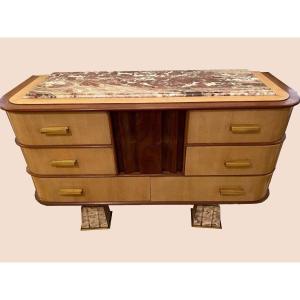 Art Deco Period Wooden And Marble Chest Of Drawers