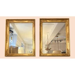 Pair Of Giltwood Mirrors With Palmette Decorations, Circa 1820
