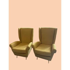 Pair Of Gio Pontit Isa Bergamo Armchairs