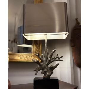 Model Coral In Silvered Bronze Lamp By Maison Charles