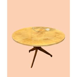 Round Table In Parchment, Aldo Tura Design