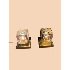 Pair Of Cut Crystal Lamps