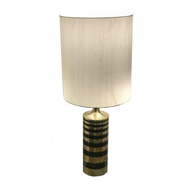 Lamp Brass And Metal Lacquered Black Circa 1970