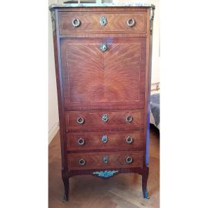 Small XVI Style Secretary Desk In XIXth Century Marquetry
