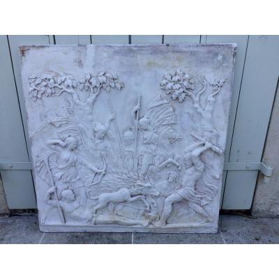 Gypsum Board Representing An Antique Hunting Scene