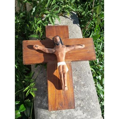 Jean Derval: Christ On The Cross In Chamotte Earth