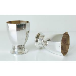 A Pair Of Solid Silver Art Deco Cups 