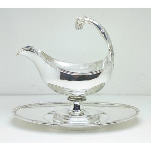 Empire Sauceboat In Solid Silver Paris 1803-1809 