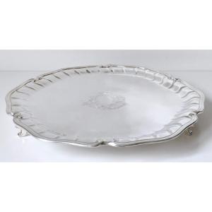 Solid Silver Salver Liège 1766 Jacques Hauregard 