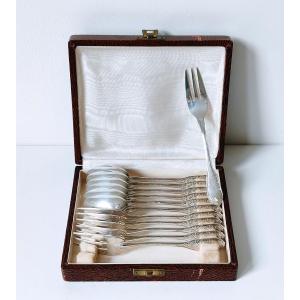 Six Cardeilhac Sterling Silver Teaspoons And Six Cake Forks 