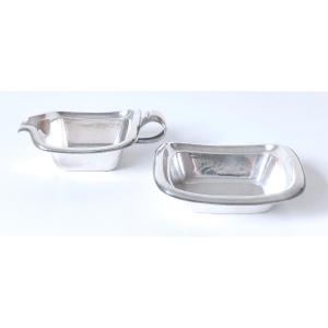 Hammered Solid Silver Milk Jug And Sugar Bowl 