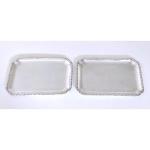A Pair Of Solid Silver Trays 