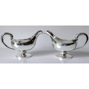 A Pair Of Solid Silver Empire-style Sauce Boats 