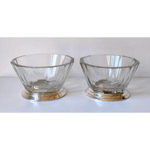 Two Art Deco Crystal And Sterling Silver Bowls 