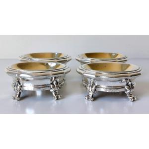 Four Solid Silver Salt Cellars, Brussels, 1734-1737