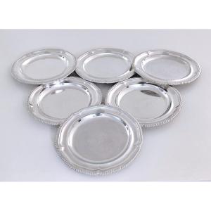 Six Solid Silver Plates With The Coat Of Arms Of The Grand Duchy Of Mecklenburg-schwerin