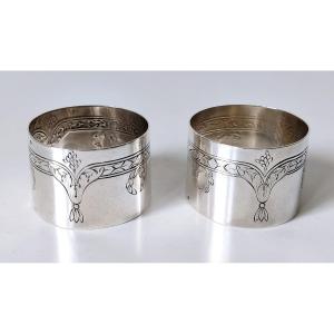 A Pair Of Napkin Rings In Solid Puiforcat Silver