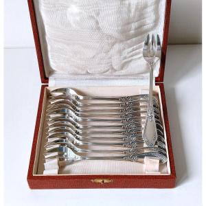 Twelve Oyster Forks In Sterling Silver