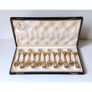 Twelve Oyster Forks In Sterling Silver