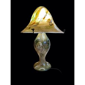 Mushroom Lamp In Colorful Blown Glass From The 20th Century