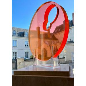 Circular Plexiglass Sculpture By Roz Stroll (1944-2023)