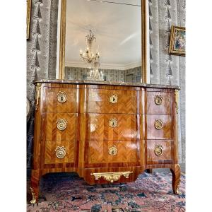 Transitional Period Inlaid Chest Of Drawers Attributed To J-c Stumpff - 18th Century