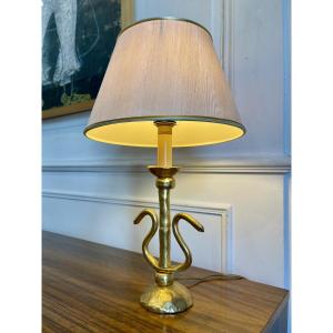 Constance.d Gilt Bronze Table Lamp By Lucien Gau - 20th Century 