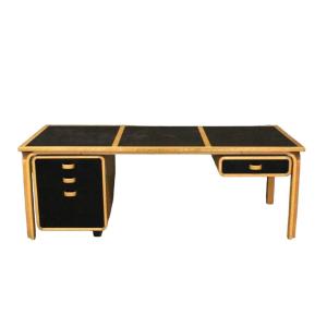 Large Vintage Scandinavian Desk In Light Wood, Magnus Olesen