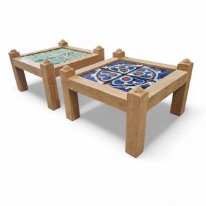 Pair Of Side Tables In Light Oak, Guillerme And Chambron, Danikowski Ceramics
