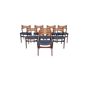 Set Of 8 Scandinavian Teak Chairs, Erik Buch