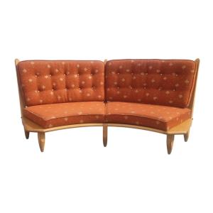 Curved Sofa In Light Oak, Guillerme And Chambron