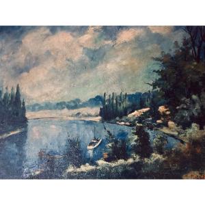 émile-henry Tilmans 1947 Landscape At La Bouille