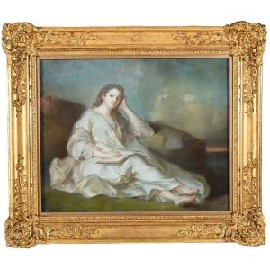 French School Late 18th Century. In The Taste Of Nattier. “young Woman In Negligee Reading”.