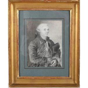 18th Century French School. “portrait Of An Aristocrat”. Charcoal Drawing. H.18 W.14.