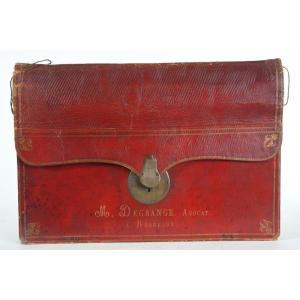 Red Morocco Wallet Dated 1818 And Marked Degrange