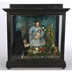 Wax Diorama Representing A Virgin And Child