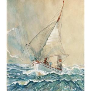 Sailboat Leeward Watercolor