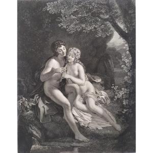 Mythological Etching Daphnis And Chloe
