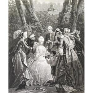 Engraving Marie-antoinette At The Petit Trianon