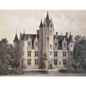 Chateau Coulaine Chinon Lithograph By Victor Petit