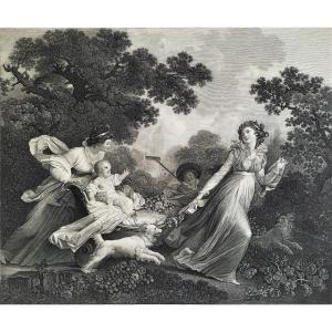 Etching Engraving  After Fragonard The Cherished Child 18th C
