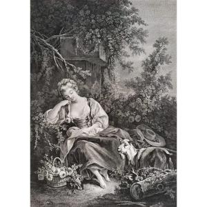 Etching Engraving Old Print After François Boucher 18th C