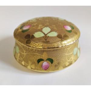 Limoges Painted Porcelain Box Art Nouveau Style Gilted