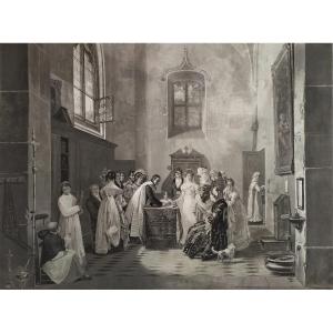 La Mariée Aquatint Etching Engraved By Debucourt