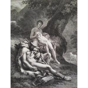  Mythological Engraving Etching Print 19th C