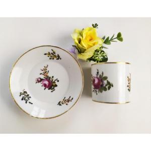 Paris Porcelain Cup And Saucer Hand Painted Decor 19th C