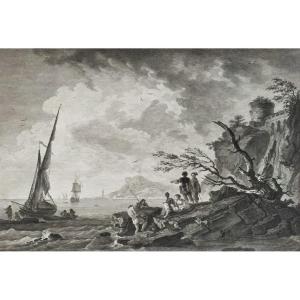 Seascape After Vernet  Engraving Serene Time Etching Print