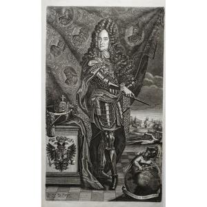 King Karl Von Habsburg Charles VI 18th C Engraving Etching Old Print