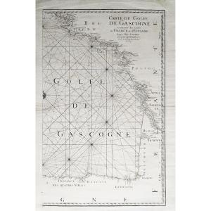 Map Of The Bay Of Biscay Eighteenth C.  Engraving
