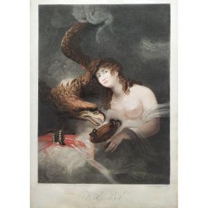 Etching Greek Mythology Hebe  Goddess Of Youth Engraving After Huet Villiers Old Print